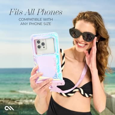 Case-Mate Soap Bubble IP68 Waterproof Phone Pouch - Floating Waterproof Phone Case w/Crossbody Lanyard - Cruise Ship Travel Essentials - Compatible w/All Devices - Touchscreen Friendly - Iridescent - Image 2