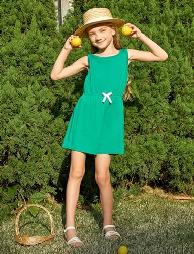 PATPAT Big Kids 3 Pieces Solid Floral Rompers Little Girl Elastic Waist Sleeveless One Piece Knit Jumpsuits Multipack, 7-8 Years - Image 3