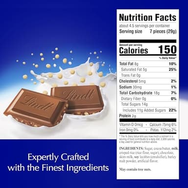 Lindt CLASSIC RECIPE Crispy Milk Chocolate Candy Bar, Milk Chocolate, 12 Pack, 4.4 oz. - Image 5