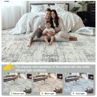 8x10 Area Rugs for Living Room - Washable Rug Modern Abstract Soft Large Neutral Non-Slip Carpet Indoor Floor Stain Resistant Thin Carpets for Bedroom Dining Room Farmhouse Nursery Home Office Grey - Image 8