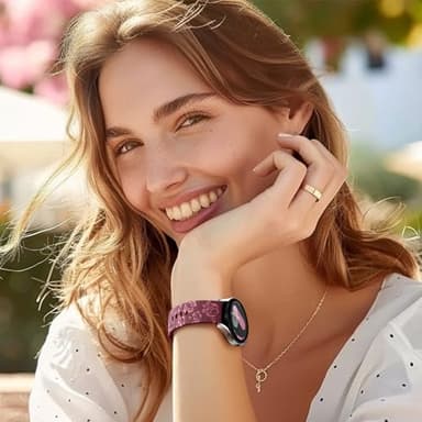 DaQin Floral Engraved Band Compatible with Samsung Watch Bands 6 5 4/Galaxy Watch 5 Pro/Watch 6 4 Classic/Active 2, 20mm Silicone Sport Replacement Strap for Galaxy Watch 7 Band Women Men, Wine Red - Image 2