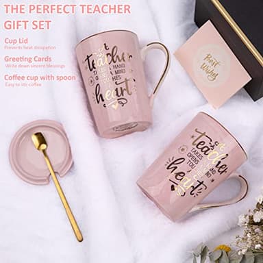 Unique Teacher Appreciation Gifts for Women - Best Teachers Day Mug for Teachers from Student, 14Oz Pink Marble Ceramic Teacher Cup with Gold Print, Birthday Retirement Graduation, Nice Gift Boxed - Image 4