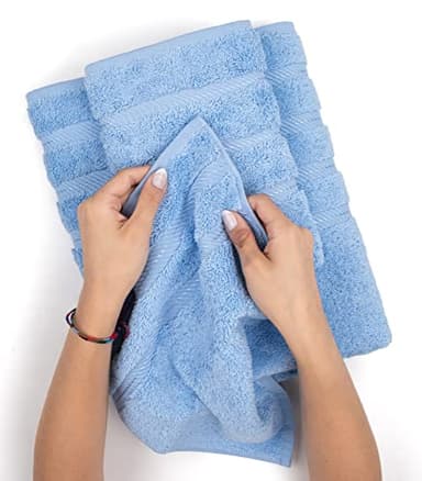 American Soft Linen Luxury 6 Piece Towel Set, 2 Bath Towels 2 Hand Towel 2 Washcloths, 600 GSM 100% Cotton Turkish Towels for Bathroom, Sky Blue Towel Sets - Image 5