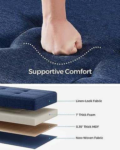 SONGMICS Storage Ottoman Bench, Foldable Foot Rest with Legs, 15 x 43 x 15.7 Inches, End of Bed Bench, Storage Chest, Load up to 660 lb, for Living Room, Bedroom, Entryway, Midnight Blue ULSF018I01 - Image 4