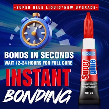 3 Gram (Pack of 24) Single Use Super Glue Liquid, Super Fast, Thin & Strong Adhesive Superglue, Cyanoacrylate Glue for Hard Plastics, DIY Craft, Ceramics, Leather, Metal Etc - Image 2