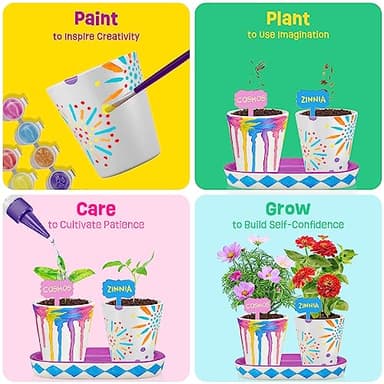 Tekoly 4 Set Paint & Plant Flower Gardening Kit - Gifts for Girls Ages 8-12, Arts and Crafts for Kids Ages 8-12, Kids Gardening Set, Toys Birthday for Girls Boys Ages 6 7 8 9 10 11 12 - Image 4