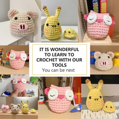 XSEINO Crochet Kit for Beginners - Crochet Start Kit with Step-by-Step Video Tutorials - Learn to Crochet Kits for Adults and Kids - Pig,Pikaegg,Owl,Whale - Image 6