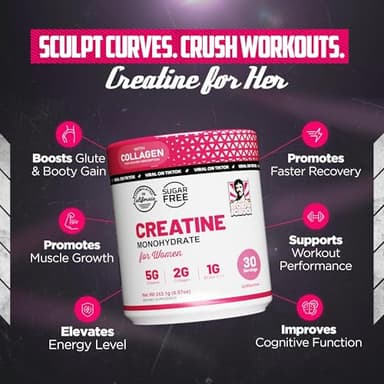 Old School Labs Creatine for Women Post-Workout Supplement - 5000mg Creatine, 2000mg Hydrolyzed Bovine Collagen & BCAA 2:1:1 for Lean Muscle Growth, Fast Recovery & Stamina - 30 Servings - Image 2