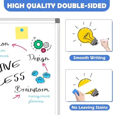 WALGLASS Double-Sided White Board, 24" x 18" Dry Erase Board Magnetic Whiteboard for Wall, Hanging Mounted Whiteboard Silver Aluminium Frame for Home, School, Office, Kitchen - Image 5