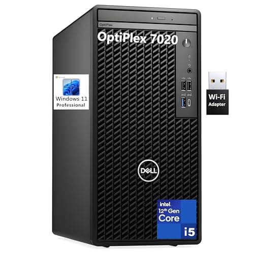 Dell OptiPlex 7020 Desktop Computer, 7000 Tower Dekstop PC, Intel Hexa-Core i5-12500 (Beat i7-11700), 32GB DDR5 RAM, 1TB PCIe SSD, DVDRW, USB WiFi Adapter, RJ-45, HDMI, DisplayPort, Windows 11 Pro - Image 1