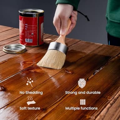 YiBaiBrush Chalk and Wax Paint Brush Furniture Set of 4, Small Round and Large Oval Brush with Natural Bristles, Perfect for Painting or Waxing Furniture, Ideal for Home Decor - Image 4