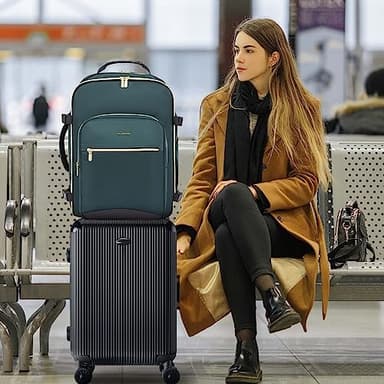 LOVEVOOK 40L Large Travel Backpack for Women Men, 17 Inch Carry on Backpack for Traveling on Airplane, Personal Item Travel Bag Airline Approved, Business Causal Weekender Backpack, Green-Black - Image 6