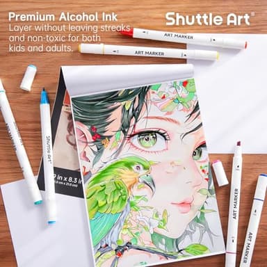 Shuttle Art 30 Colors Dual Tip Art Markers Permanent Marker Pens Highlighters Perfect for Illustration Adult Coloring Sketching and Card Making - Image 6
