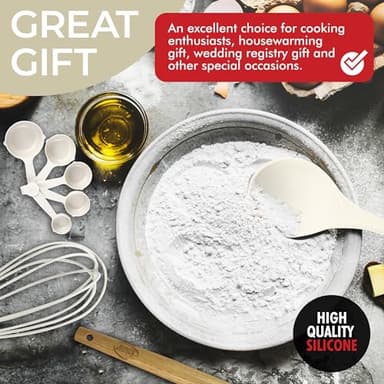 Kaluns 50 PCS Silicone Kitchen Utensils Set Complete Kitchen Set - 800°F Heat Resistant Non-Stick Premium Cooking Utensils W Wooden Handles - Can Opener, Masher, Turner, Silicone Spatula Set - Image 7