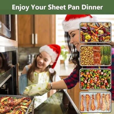 ROTTAY Baking Sheet with Rack Set (2 Pans + 2 Racks), Stainless Steel Cookie Sheet with Cooling Rack, Nonstick Baking Pan, Warp Resistant & Heavy Duty & Rust Free, Size 16 x 12 x 1 Inches - Image 7