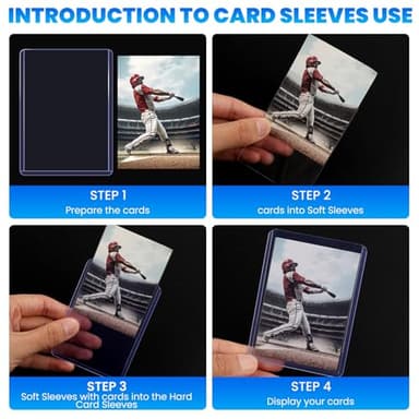 200 Card Sleeves Top Loaders for Cards, 3" x 4" Hard Plastic Toploaders, Baseball Card Protectors, Trading Card Holder for Football Sports Cards (100 Toploaders + 100 Penny Sleeves) - Image 5