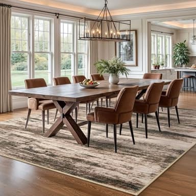 KOZYFLY Washable Rugs 8x10 Area Rug Modern Ombre Thin Rugs for Living Room, Washable Large Non-Slip Soft Striped Rug for Bedroom, Print Blush Brown Abstract Carpet for Laundry/Kid Room - Image 3