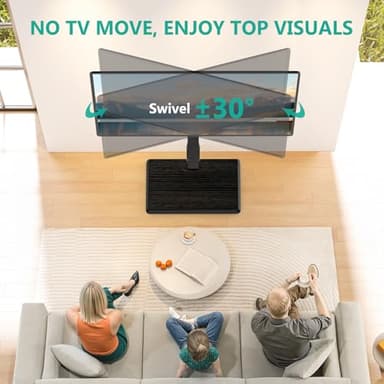 WALI Floor TV Stand with Power Outlet, Tall TV Stand Mount for 32-75 inch TV up to 110 lbs, Swivel and Height Adjustable TV Stands with Wood Base for Bedroom, Office(TVDVD-7P), Black - Image 4