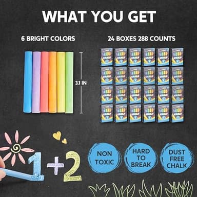 JOYIN 288 Counts Mini Chalk Set for Kids, Non-Toxic Chalks for Boys Girls 3+, School Supplies for Teachers, Goody Bag Fillers, Classroom Prizes Gifts (24 Boxes) - Image 3