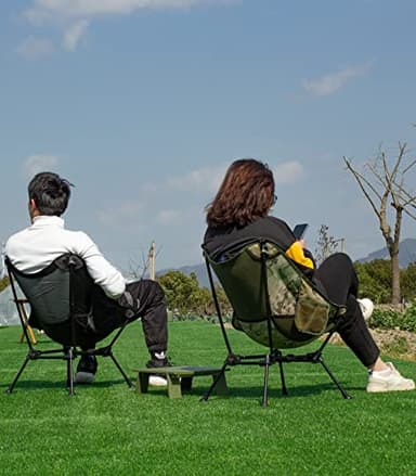 iClimb Ultralight Compact Camping Folding Beach Chair with Anti-Sinking Large Feet and Back Support Webbing (Blue - Square Frame) - Image 6