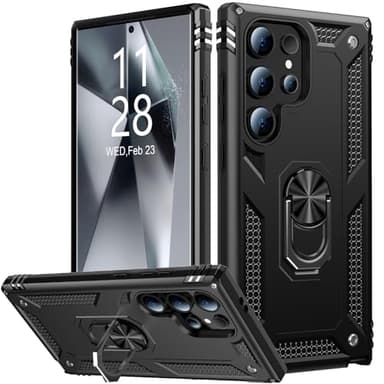 IKAZZ for Galaxy S25 Ultra Case,Military Grade Shockproof Heavy Duty Protective Phone Cover Pass 16ft Drop Test with Magnetic Kickstand Car Mount Holder Black - Image 1