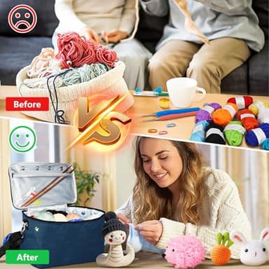 Crochet Yarn Knitting Bag, Yarn Holder Storage Organizer 13"inch Portable Breathable Travel Yarn Bag for Girls,Mother Gift for her(No Accessories Included), Blue - Image 7