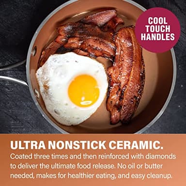 Gotham Steel Hammered 20 Pc Ceramic Cookware Set Nonstick, True Ceramic Pots and Pans Set Non Stick with Deep Square Pan Set & Bakeware Set, Non Toxic PFOA PFOS Free, Oven & Dishwasher Safe - Image 4