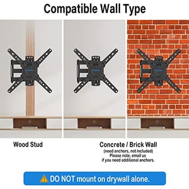 MOUNTUP Full Motion TV Wall Mount for Most 26-60 Inch TVs, Max VESA 400x400mm Wall Mount TV Bracket with Swivel Tilting Extension Level Adjustment for LED LCD Flat Curved TVs Up to 77 LBS, MU0018 - Image 8