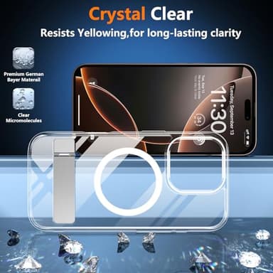SPIDERCASE Magnetic for iPhone 16 Pro Max Case, with 2Pcs [Tempered Glass Screen Protector] [ Military Grade Drop Protection] Invisible Kickstand Slim Case for iPhone 16 Pro Max 6.9", Clear - Image 4