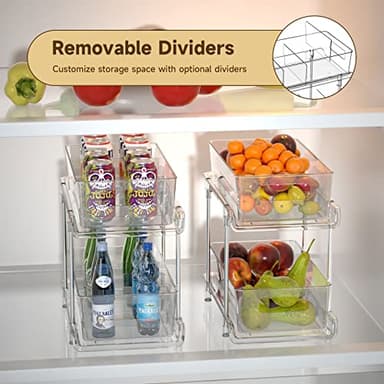 HIHEGD 2-Tier Bathroom Organizer with Dividers, Clear Under Sink and Pull-Out Cabinet Organizer for Kitchen and Pantry Storage - Image 7