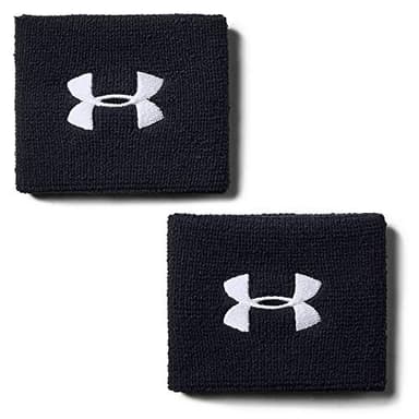 Under Armour Men's 3-inch Performance Wristband 2-Pack , Black (001)/White, One Size Fits All - Image 1