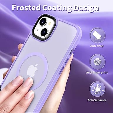 CACOE Magnetic Case for iPhone 13 & iPhone 14 6.1 inch-Compatible with MagSafe & Magnetic Car Phone Mount,Anti-Fingerprint TPU Thin Phone Cases Cover Protective Shockproof (Light Purple) - Image 5