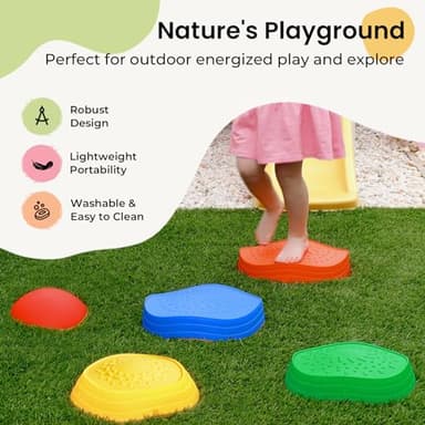 Tiny Land Stepping Stones for Kids, 5pcs Non-Slip Toddler Stepping Stones, Sensory Stepping Stones for Promoting Toddler's Balance & Coordination Skills, Stepping Stones for Toddlers 3-5, Iridescent - Image 4