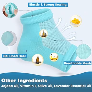 TEAWOO Moisturizing Heel Socks - 6 Pairs for Dry Cracked Feet, Toeless Gel Socks for Hydration and Repair - Image 4