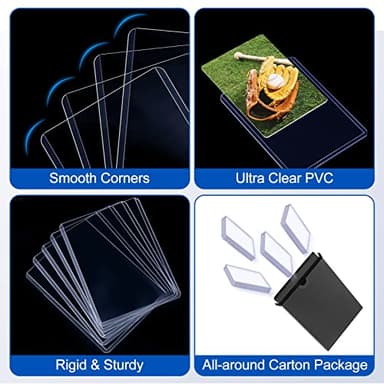 32 Count Topload Card Holder, Sooez 35PT Topload Card Protector, 3" x 4" Hard Plastic Card Sleeves, Baseball Card Protector, Rigid Toploading Card Case for Collectible Trading Sports Cards - Image 5