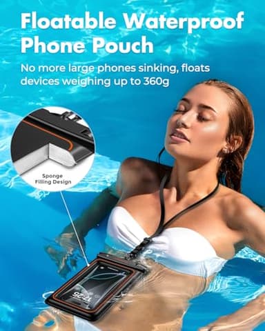UNBREAKcable Floating Waterproof Phone Pouch 2 Pack, IPX8 Waterproof Phone Case Dry Bag Kayak/Beach/Cruise Travel Essentials, Water Proof Pouch for iPhone 17 16 15 Pro Max, Samsung S25 Ultra S24-7" - Image 2