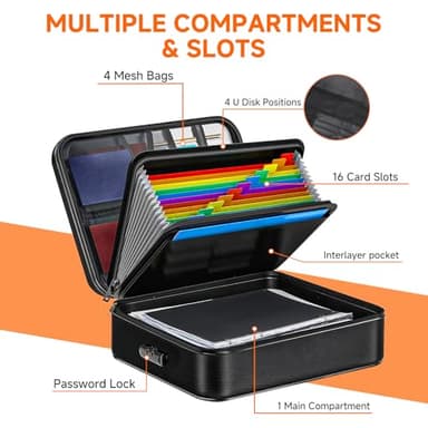 Fireproof Document File Organizer Bag, 5200°F Portable File Organizer with Lock, 16 Layer File Box Waterproof and Heat Insulated Safe Storage for Important Documents, Laptop, and Files and More - Image 4