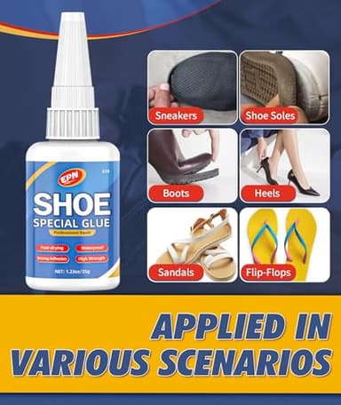 EPN Super Glue for Shoe Repair, 35g Heavy Duty Waterproof Adhesive – Strong Bond for Soles, Boots, Sneakers, Athletic Shoes, Heels, Sandals, Fast Drying, Long-Lasting, Pack of 2 - Image 5