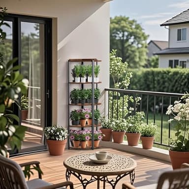 ZOUTOG 5 Tier Corner Shelf with LED Light, 62 Inch Tall Standing Narrow Bookshelf for Small Space with Storage Rack, Wooden Plant Corner Display Shelf with Metal Frame for Bedroom, Living Room - Image 8