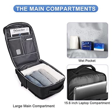 coofay Travel Backpack For Women Airline Approved Carry On Waterproof Sports Luggage Casual Daypack Small Hiking Backpack Black - Image 6