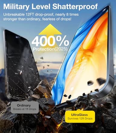 UltraGlass Unbreak TOP 9H+ Glass for Samsung Galaxy S25 Screen Protector [Military Grade Shatterproof & Longest Durable] Screen Protector S25 Tempered Glass, 2 Pack - Image 8
