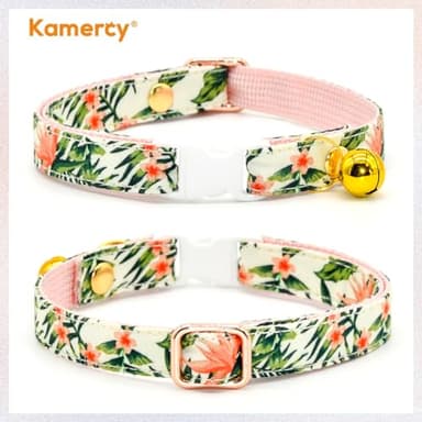 Summer Cat Collar, Safety Breakaway Kitten Collar, Palm Trees and Flowers, XXS (6" - 10") - Image 4