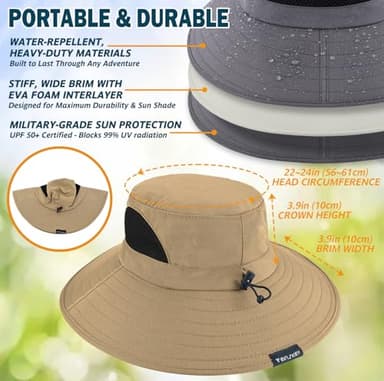 EINSKEY Wide Brim Sun Hat, UPF 50+ UV Protection Waterproof Packable Bucket Hat for Men & Women, Fishing Hiking Beach Garden - Image 6