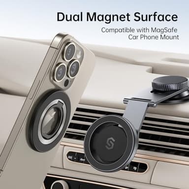Syncwire Magnetic Phone Ring Holder for MagSafe, Magnetic Ring Holder Cell Phone Grip Stand Finger Ring Kickstand with Two-Sided Magnetic Compatible iPhone 16 Pro Max 15 14 13 12 Android - Titanium - Image 3