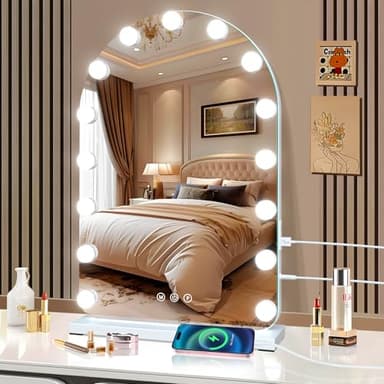 Vanity Mirror with Lights, Hollywood Lighted Makeup Mirror with 15 Dimmable LED Bulbs for Dressing Room & Bedroom，Memory Function - Image 1