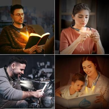 Gritin LED Neck Reading Light,Book Light for Reading in Bed-Eye Caring 3 Colors, Dimmable Brightness, Bendable Arms, 80+Hrs Runtime, Neck Round Design, Comfortable &Lightweight for Crafting, Knitting - Image 7