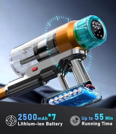 Cordless Vacuum Cleaner 600W 55Kpa Stick Vacuum,Up to 55Mins, Vacuum Cleaners for Home Rechargeable Wall Mount OLED Color Screen Anti-tangled Vacuum for Car,Hardwood Floor,Carpets,Pet Hair EHBL - Image 3