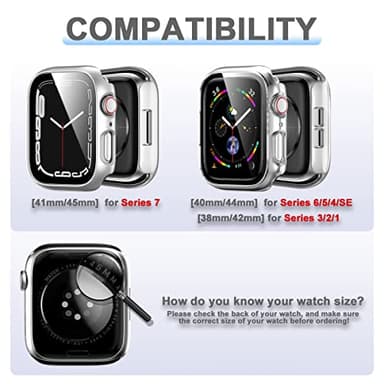 6 Pack Hard PC Case with Tempered Glass Screen Protector for Apple Watch 40mm SE 3/SE(2nd Gen) Series 6/SE/5/4,Rontion Ultra-Thin Scratch Resistant Protective Bumper Cover for iWatch 40mm Accessories - Image 2