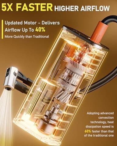 Tire Inflator Portable Air Compressor, 150PSI & 10000mAH Auto Air Compressor for Car Tires, Portable Tire Inflator for Car with Pressure Gauge, Pocket Air Compressor for Cars, Bike, Motorcycle, Ball - Image 4
