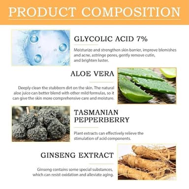 Glycolic Acid Toning Solution, Glycolic Acid 7% Toner, Glycolic Sour 7% Toning, KeepThe Skin Moist, Exfoliating Serum for Face, Facial Exfoliation Astringe Pores (240ML/8.0 Fl Oz) - Image 6